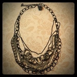 Silver multi layer necklace